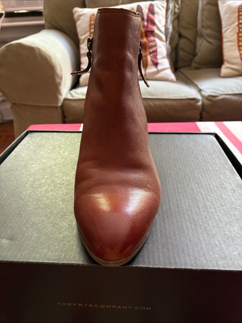 FRYE Judith Zip Bootie - Cognac - Size 8M - Picture 10 of 14